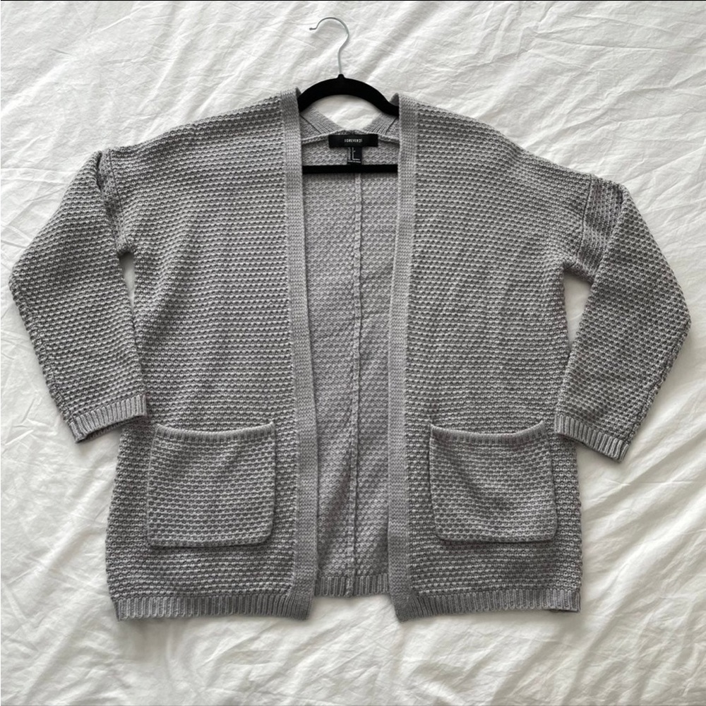 Forever 21 Fall Winter Gray Open Knit Cardigan Sm